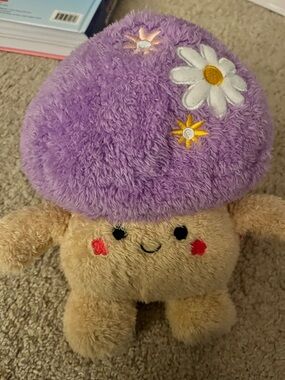 Weighted Mushroom Plush Purple Mushroom Toy with Flower Embroidery - Kids Plush